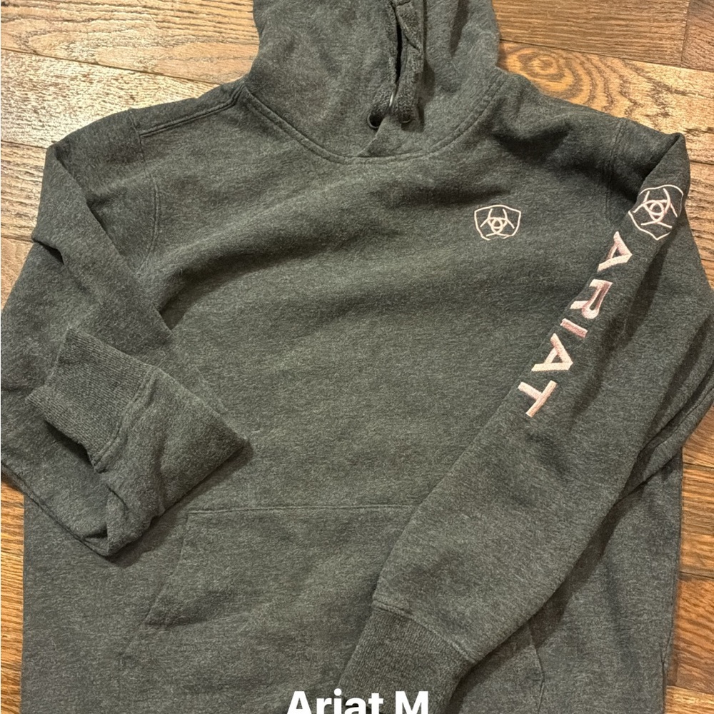 Ariat Dark Gray Hoodie with Light Pink Logo